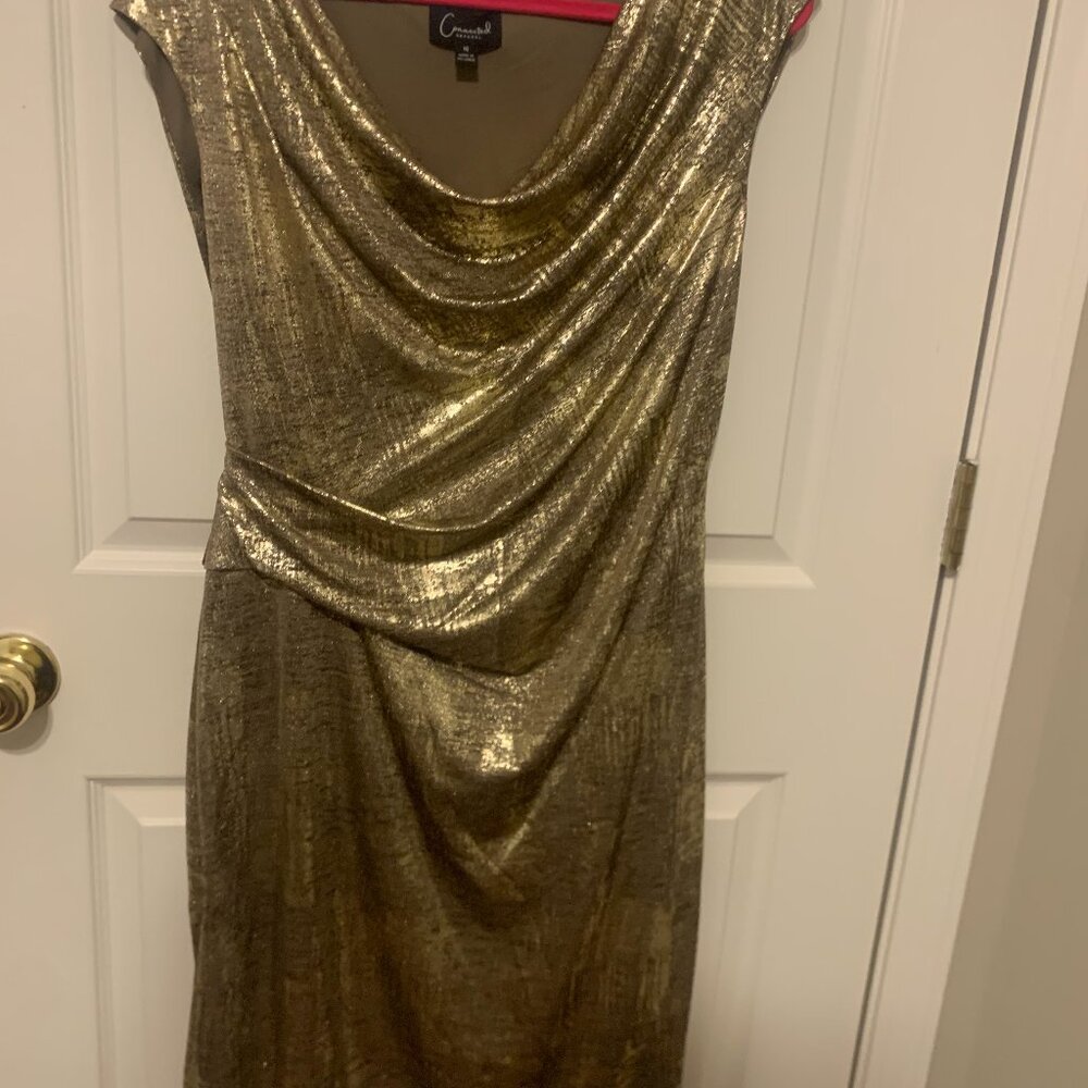 ✨ Gold Sparkle Drop Waist Flair Midi Dress ✨